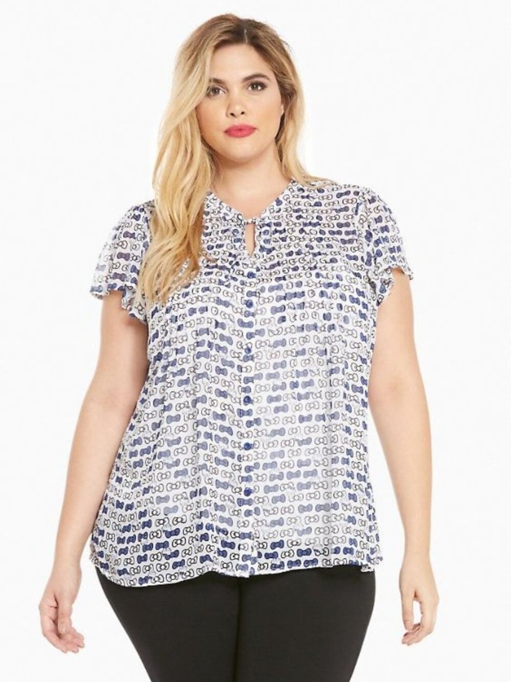 Torrid Hello Kitty Sheer White Chiffon Bows Blouse size 3X